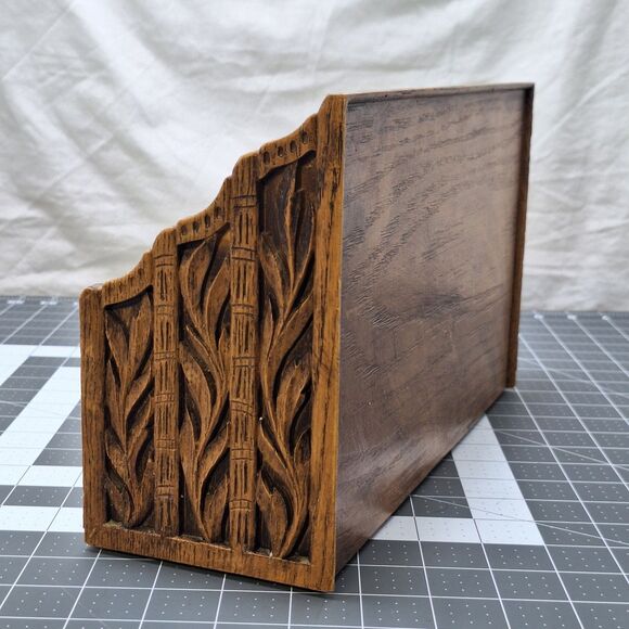 Vintage Lerner Desk Top Letter Mail File Holder Organizer Faux Wood Ornate USA - Picture 5 of 16